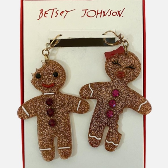 New Betsey Johnson Gingerbread Man & Lady Earrings - Picture 6 of 16